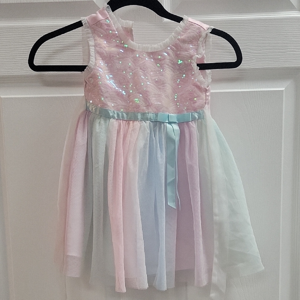 Jona Michelle Light Pinkand Blue Dress  Gently Used Size 2T